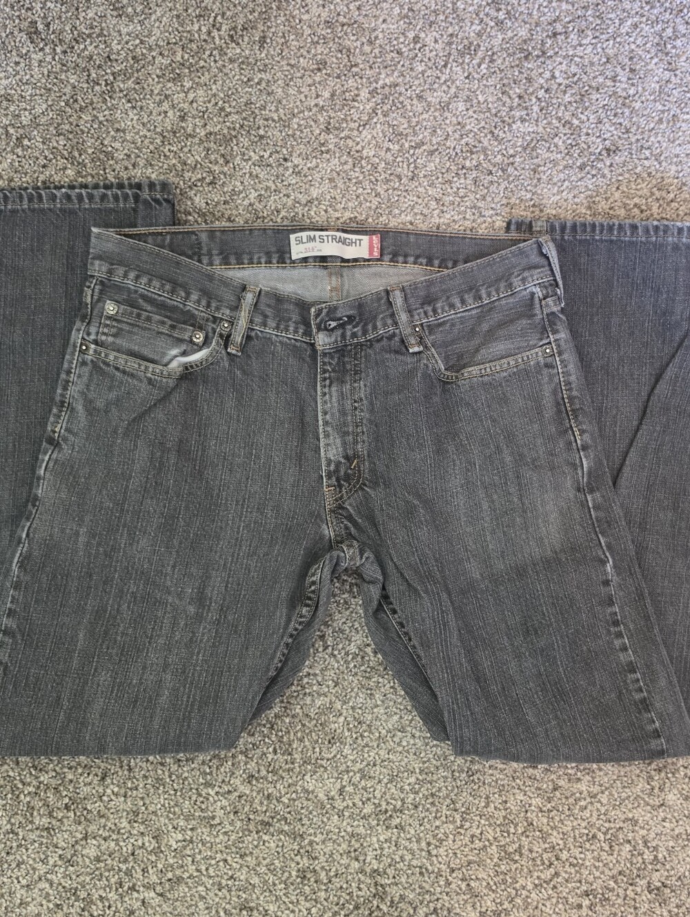 Levi's Mens Slim Straight Faded Black Grey Demin Jeans